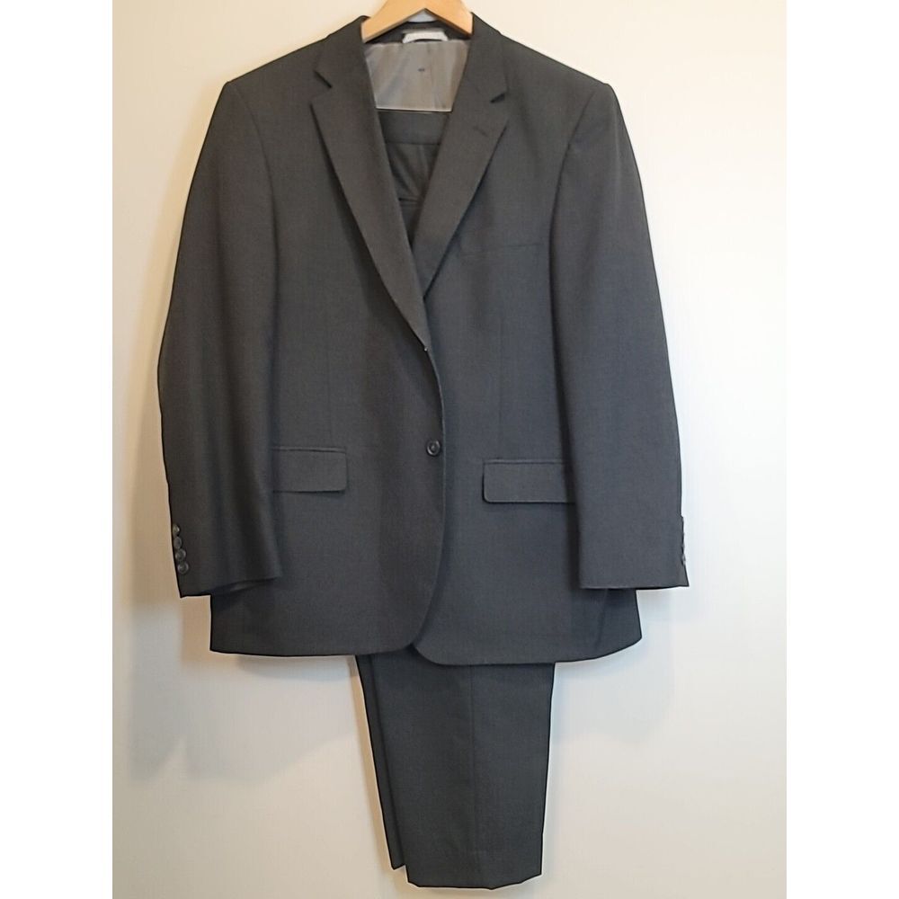 Saddlebred Men's Suit Size 44R‎ (46R) Black 40x28 2 Piece Business EUC